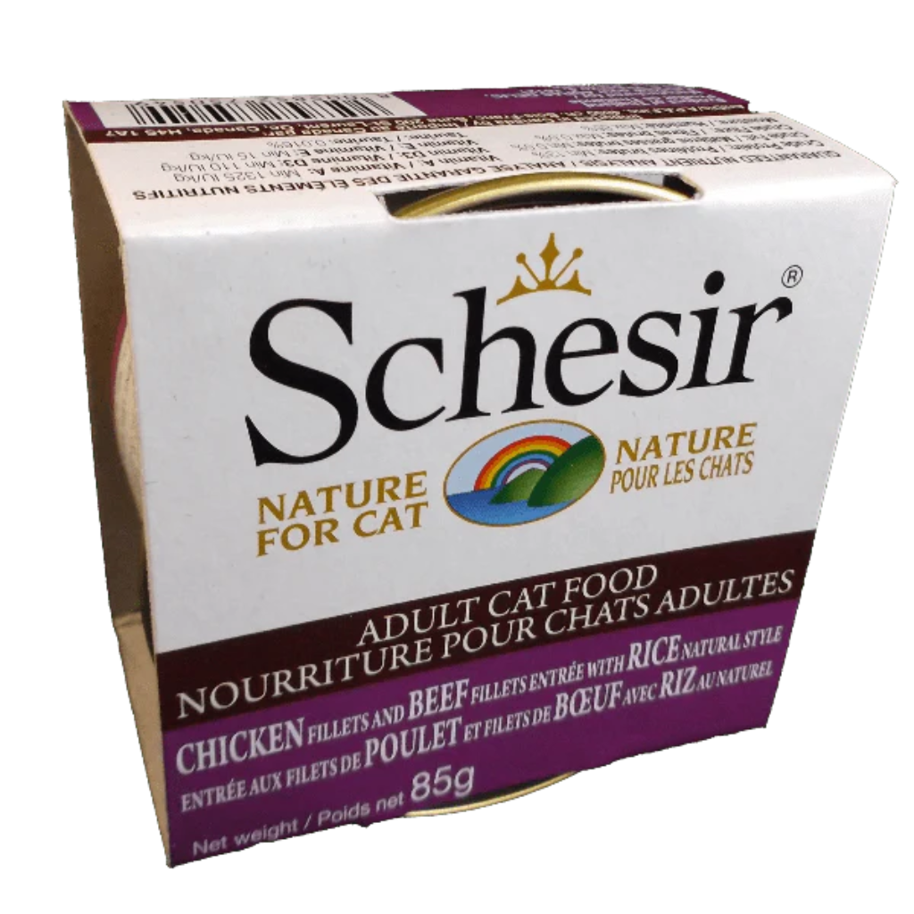 Schesir Chicken & Beef Fillets Entrée With Rice Natural Style Cat Can