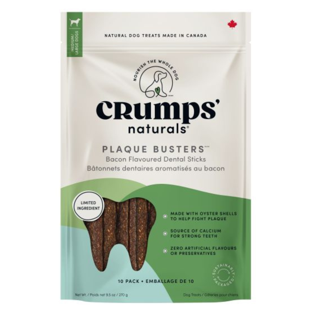 Crumps Plaque Busters Bacon Dental Sticks Dog Treats