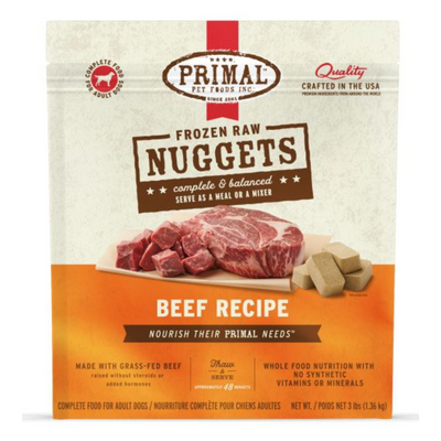 Primal Raw Frozen Beef Nuggets Dog Food