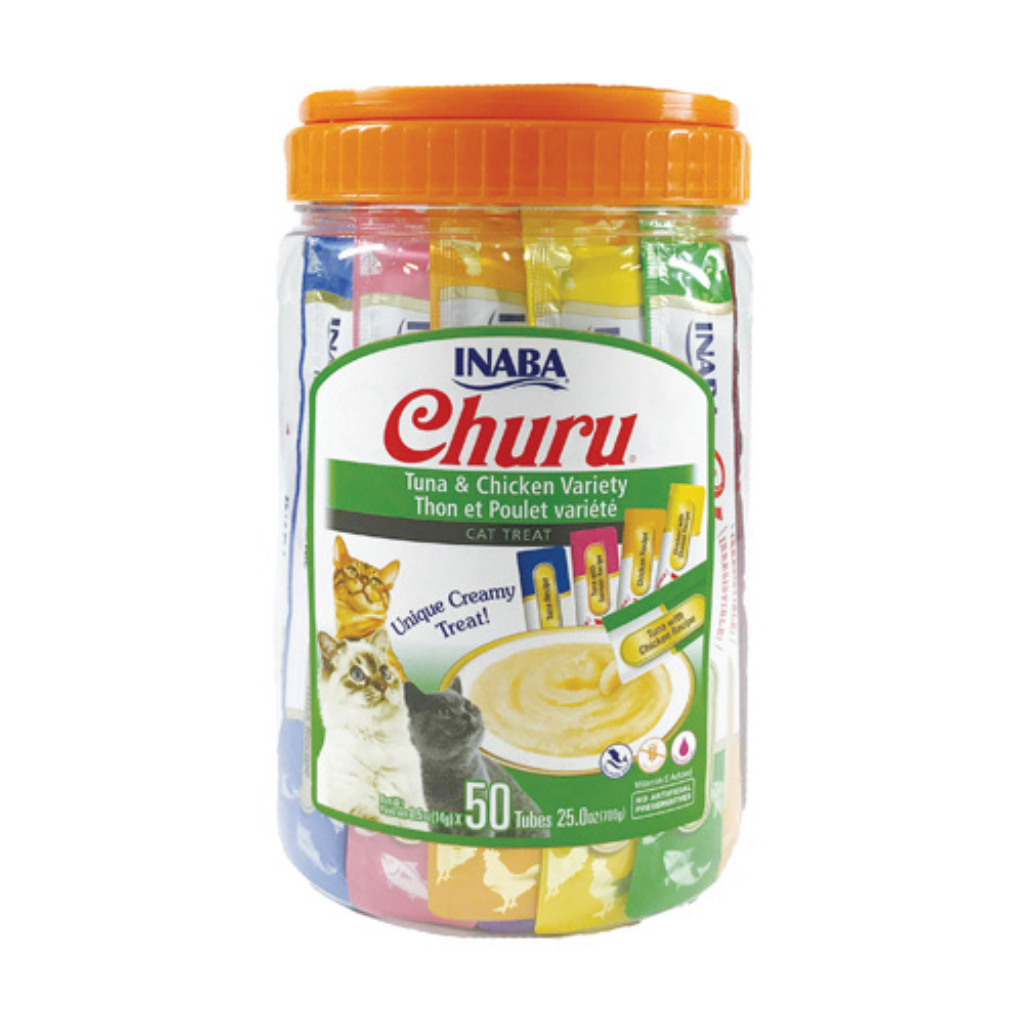 INABA Churu 50 Pack Tuna and Chicken Variety Jar for Cats