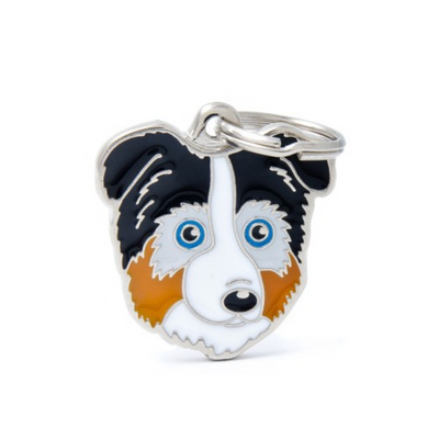 My Family Engravable Tags - Friends - Australian Shepherd Blue Merle