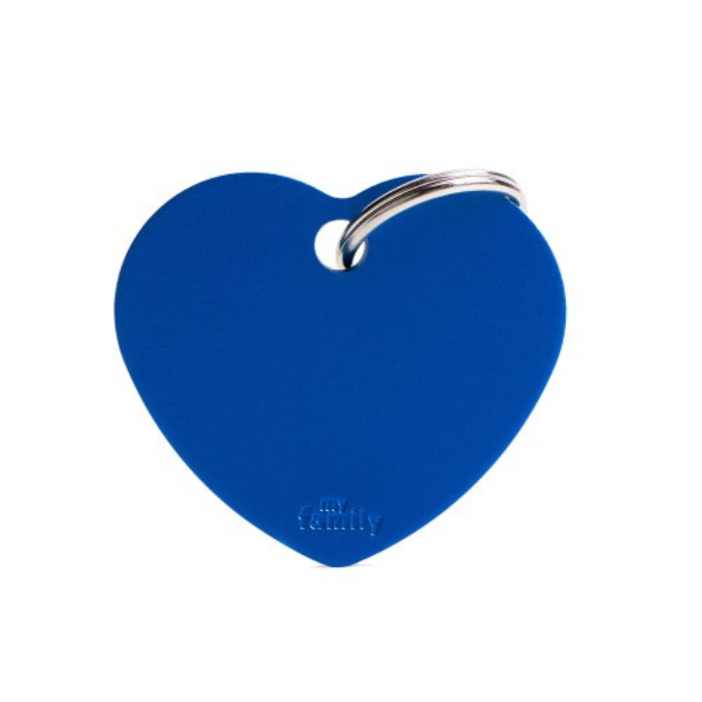 My Family Engravable Tags - Basic - Heart Blue Large
