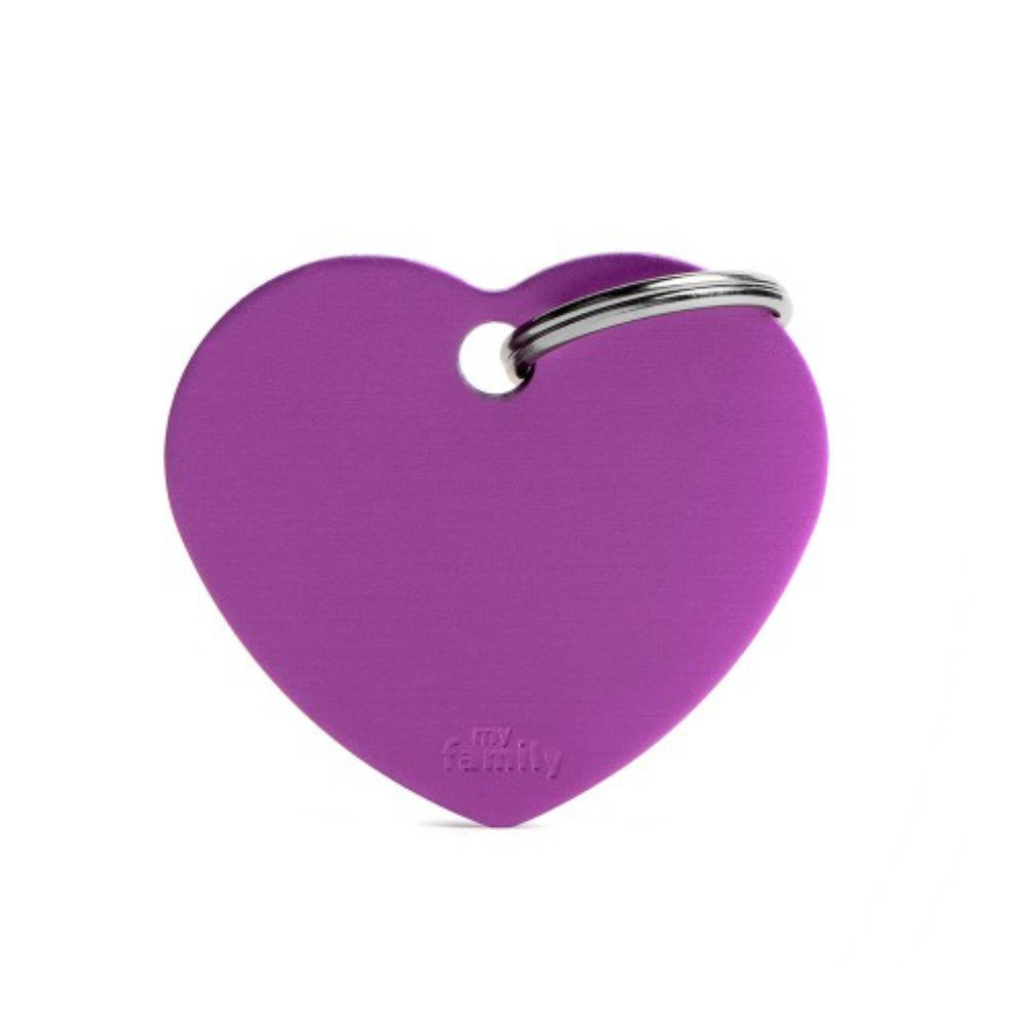 My Family Engravable Tags - Basic - Heart Purple Large