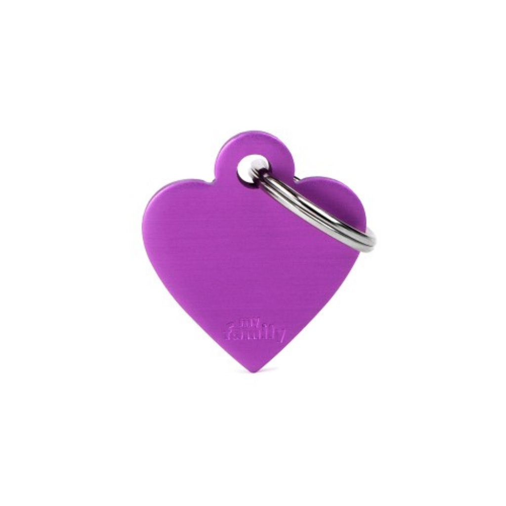 My Family Engravable Tags - Basic - Heart Purple Small