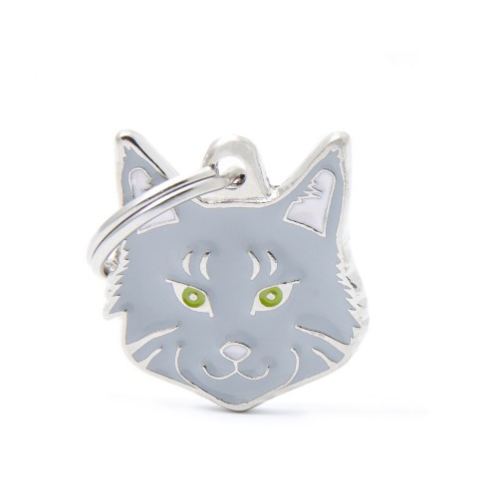 My Family Engravable Tags - Friends - Maine Coon Cat Grey