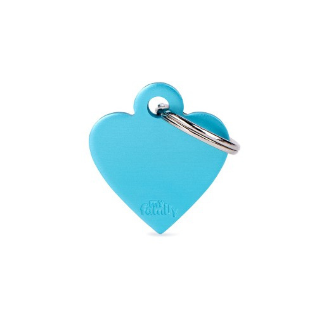 My Family Engravable Tags - Basic - Heart Light Blue Small