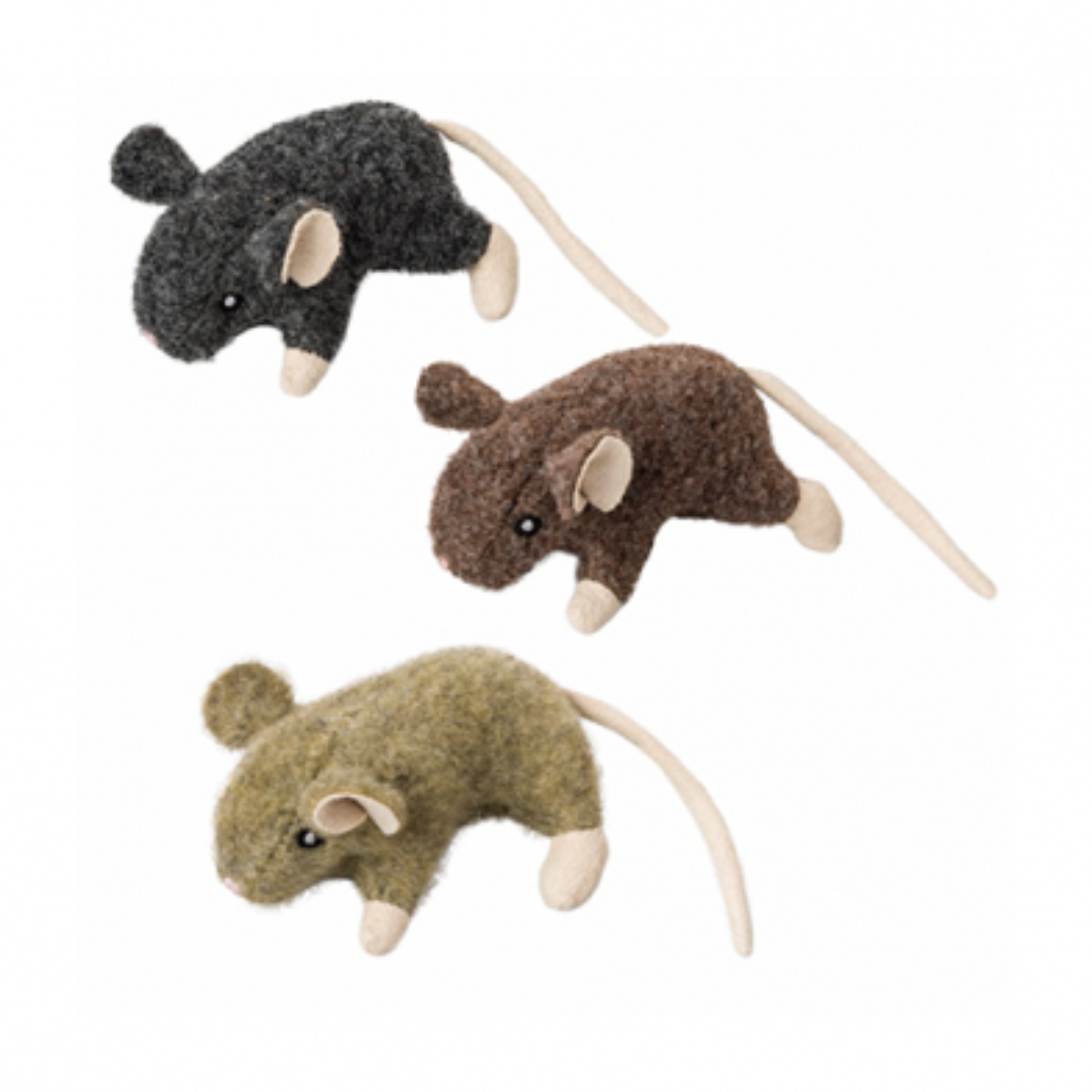 SPOT Wool Mouse Willie with Catnip 3.4" Assorted Cat Toy
