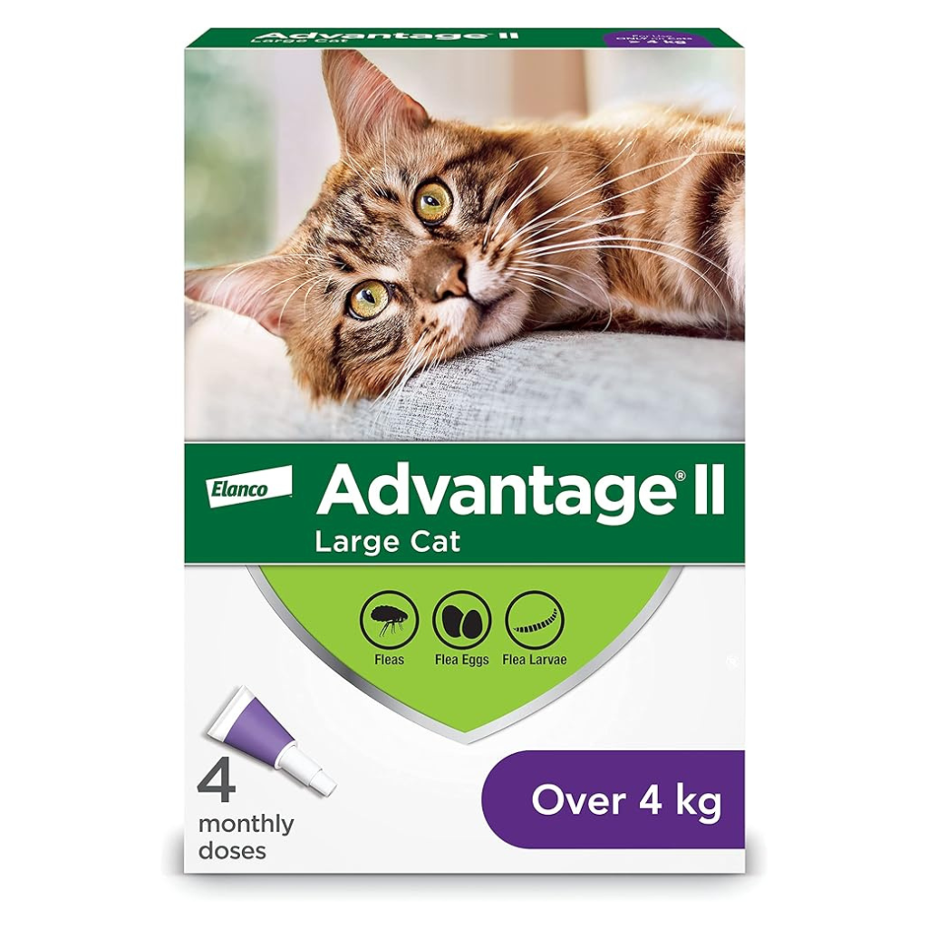 Bayer Advantage II Flea Protection for Large Cats weighing over 4 kg (over 9 lbs.) - 4 doses