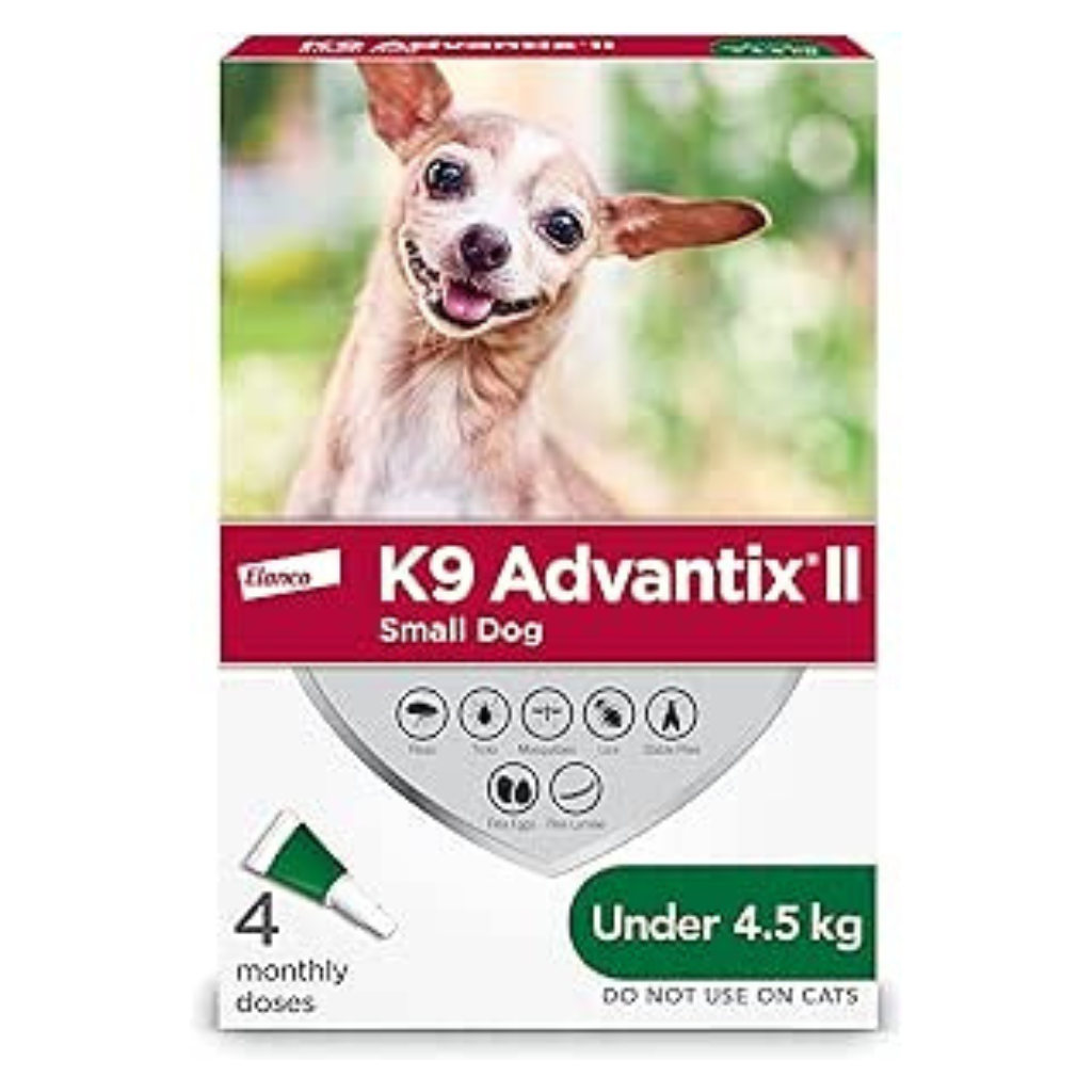 Bayer K9 Advantix II Flea and Tick Treatment for Small Dogs weighing less than 4.5 kg (less than 10 lbs.)-4 doses
