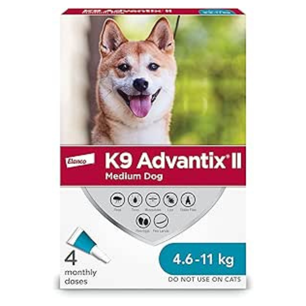 Bayer K9 Advantix II Flea and Tick Treatment for Medium Dogs weighing 4.6 kg to 11 kg (10 lbs. to 24 lbs.)-4 doses
