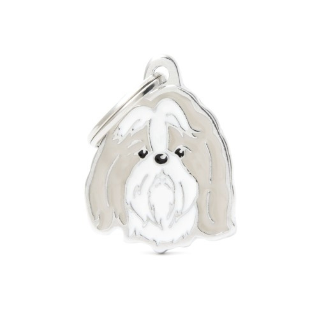 My Family Engravable Tags - Friends - Shih Tzu Grey