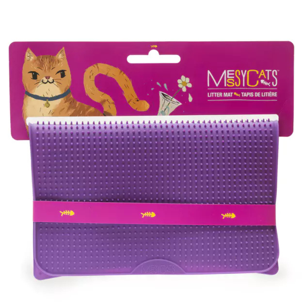 Messy Cats Silicone Litter Mat with Graduated Spikes - Purple