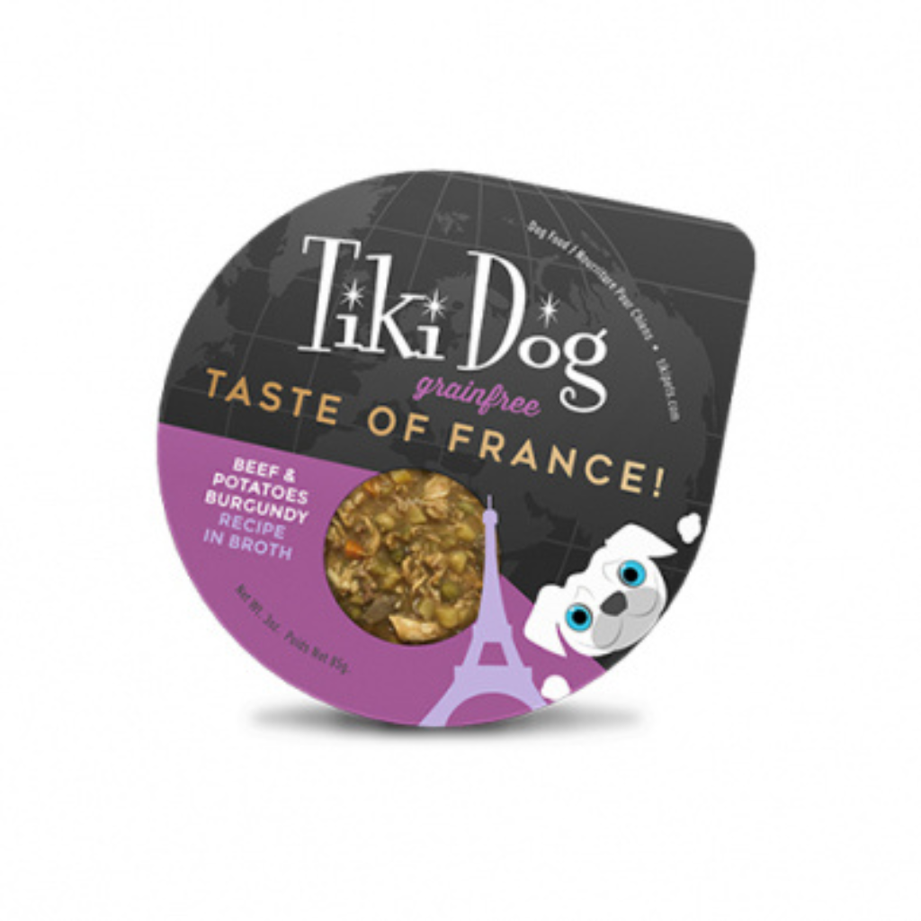 Tiki Dog Taste of the World France Beef, Potatoes & Carrots Burgundy Recipe in Broth Wet Dog Food