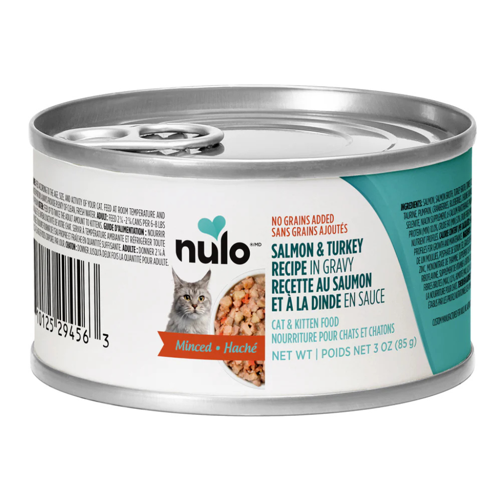 Nulo Minced Salmon & Turkey Recipe In Gravy Cat Can