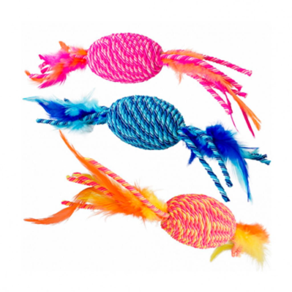 SPOT Elasteeez Roller & Feather Assorted Cat Toy