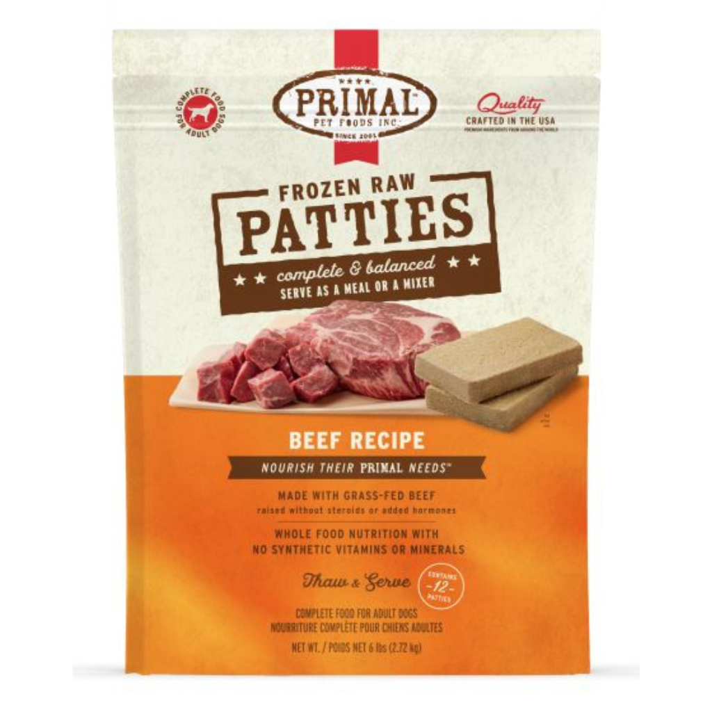 Primal Raw Frozen Beef Patties Dog Food