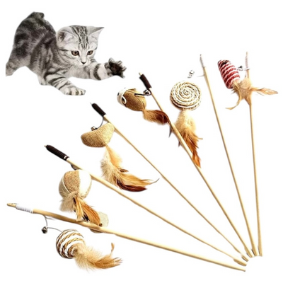 Wonder Pet Cat Wands Linen Toy Teaser 16" Cat Toy