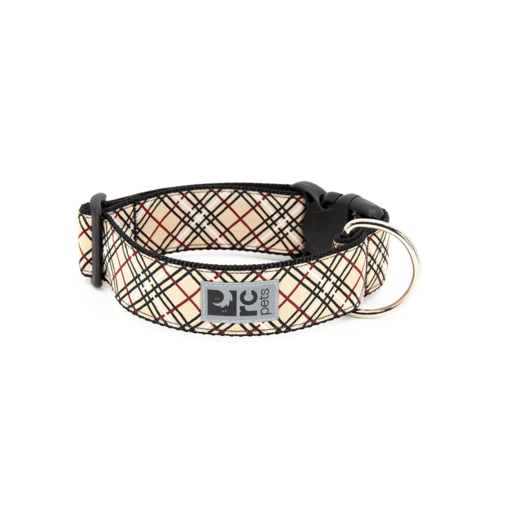 RC Pets Wide Clip Dog Collar - Tan Tartan