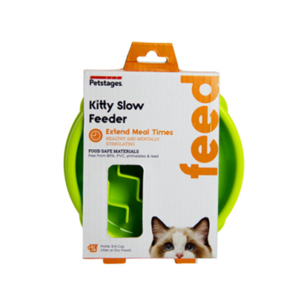 Petstages Kitty Slow Feeder for Cats Green