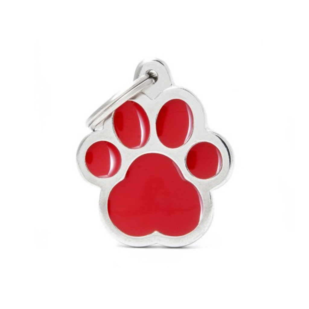 My Family Engravable Tags - Classic - Paw Red Large
