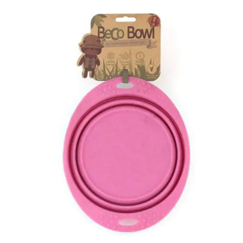 Beco Collapsable Silicone Food and Water Bowl for Dogs Medium - Pink