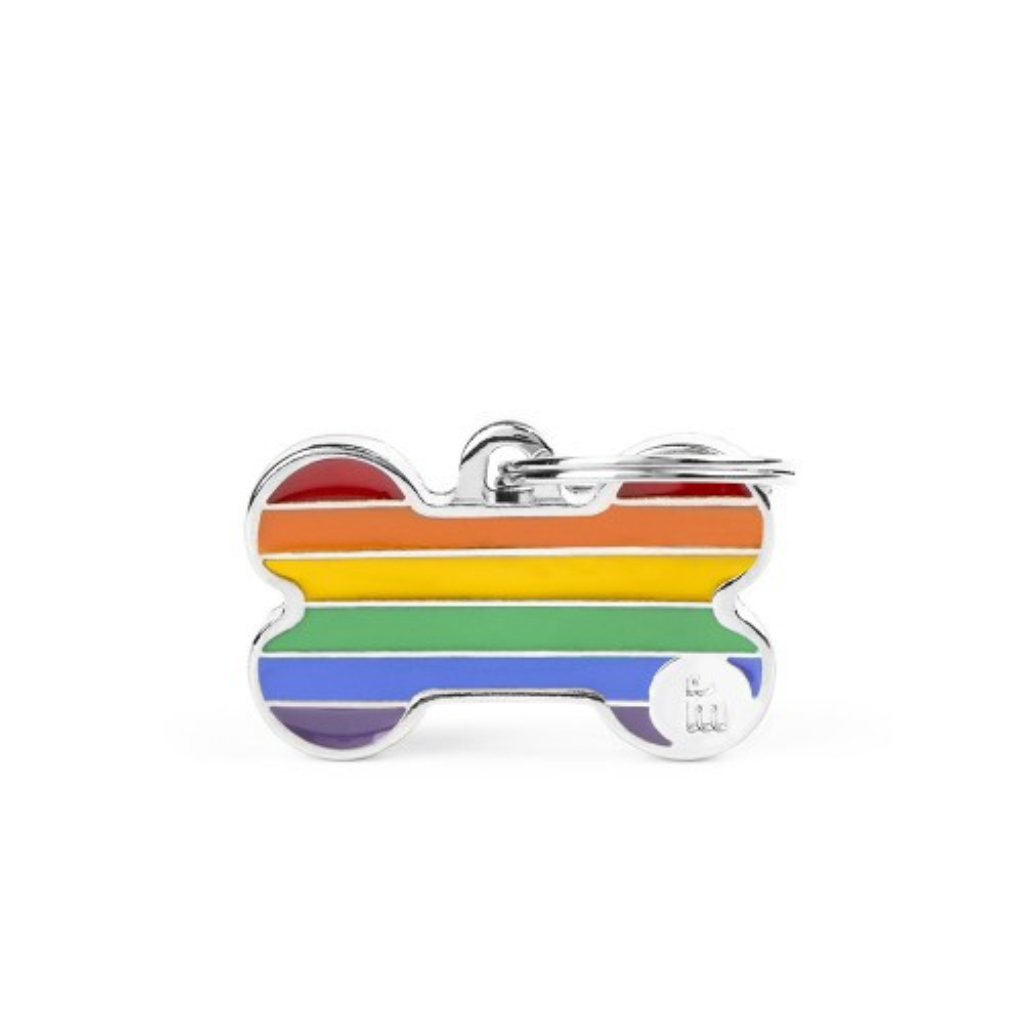 My Family Engravable Tags - Rainbow Bone - Small