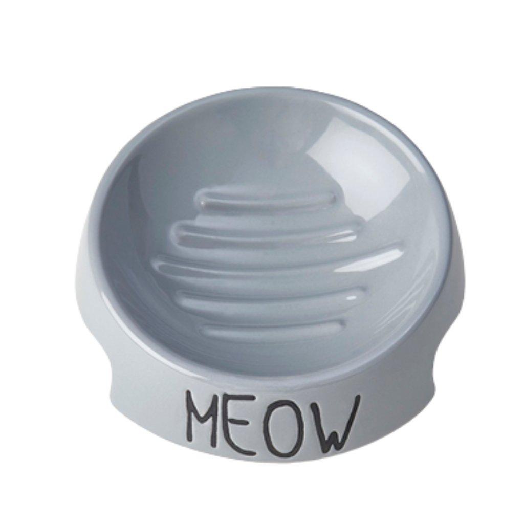 PetRageous Meow 5" Inverted Bowl - Grey