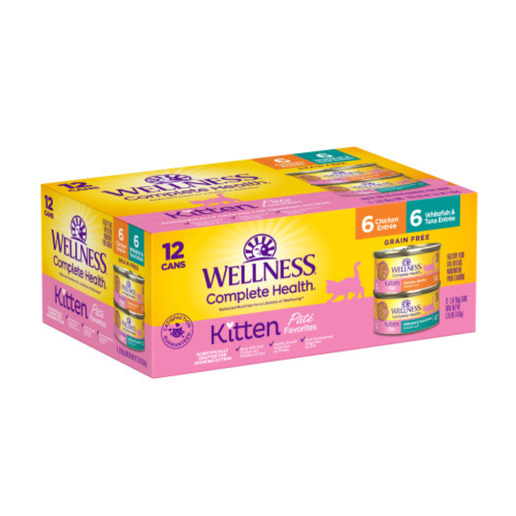 Wellness Complete Health Grain Free Kitten Whitefish & Tuna and Chicken Pate Cat Cans