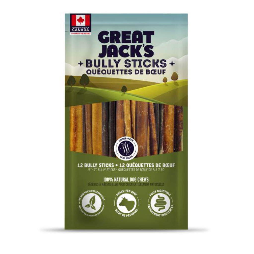 Great Jack's Odour Free Bully Stick 5-7" Dog Treats (6 pack)