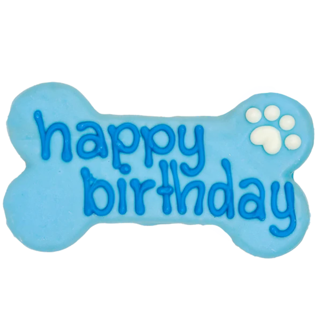 Bosco and Roxy Happy Birthday Bone 6" Dog Treat - Blue