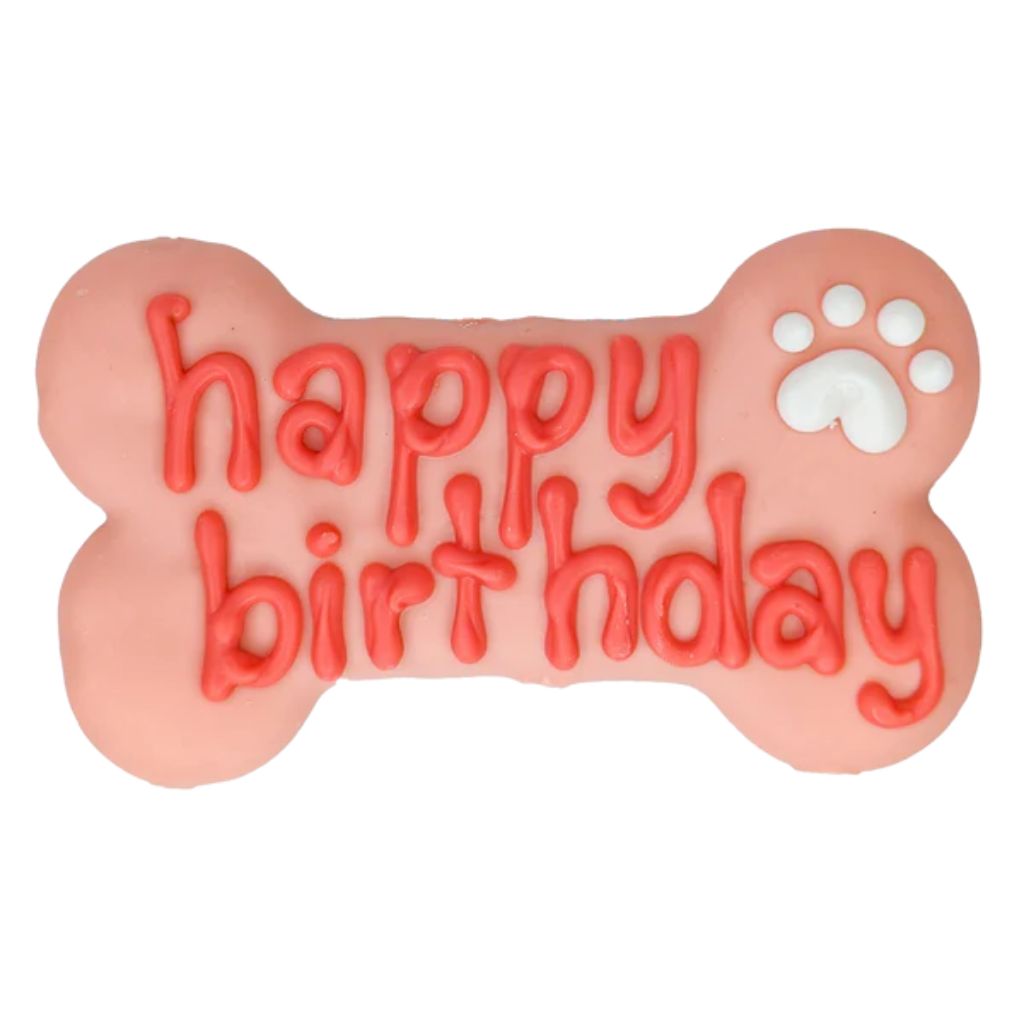 Bosco and Roxy Happy Birthday Bone 6" Dog Treat - Pink