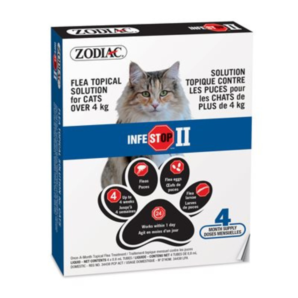 Zodiac Infestop II Flea Control for Cats over 4KG - 4 Tubes