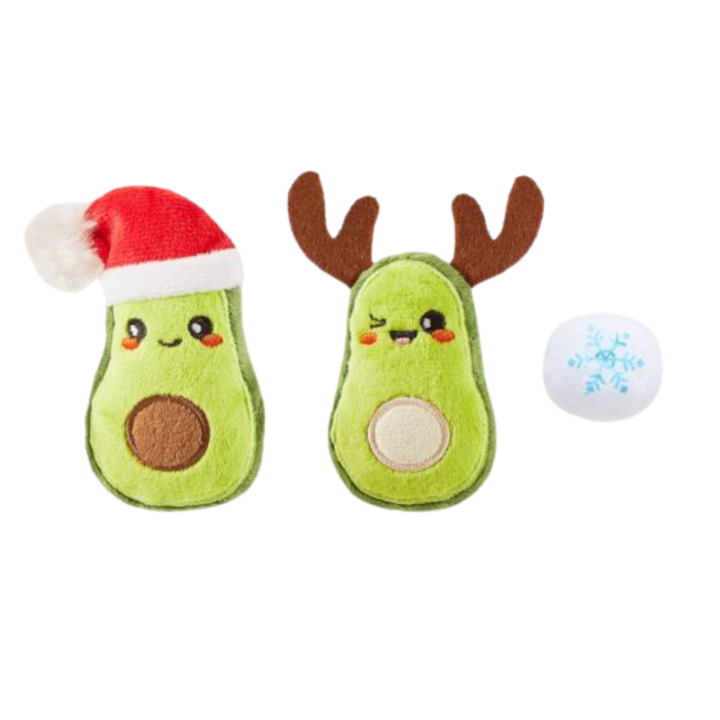 Hugsmart Meow Buddies Avocado Christmas 3pk Cat Toy