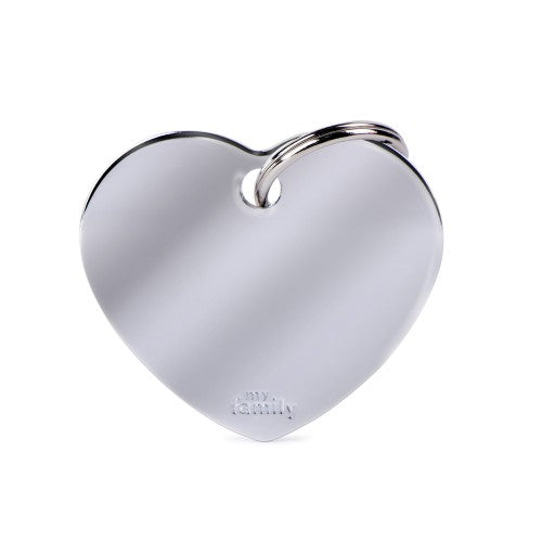 My Family Engravable Tags - Basic - Heart Chrome-Plated Brass Large