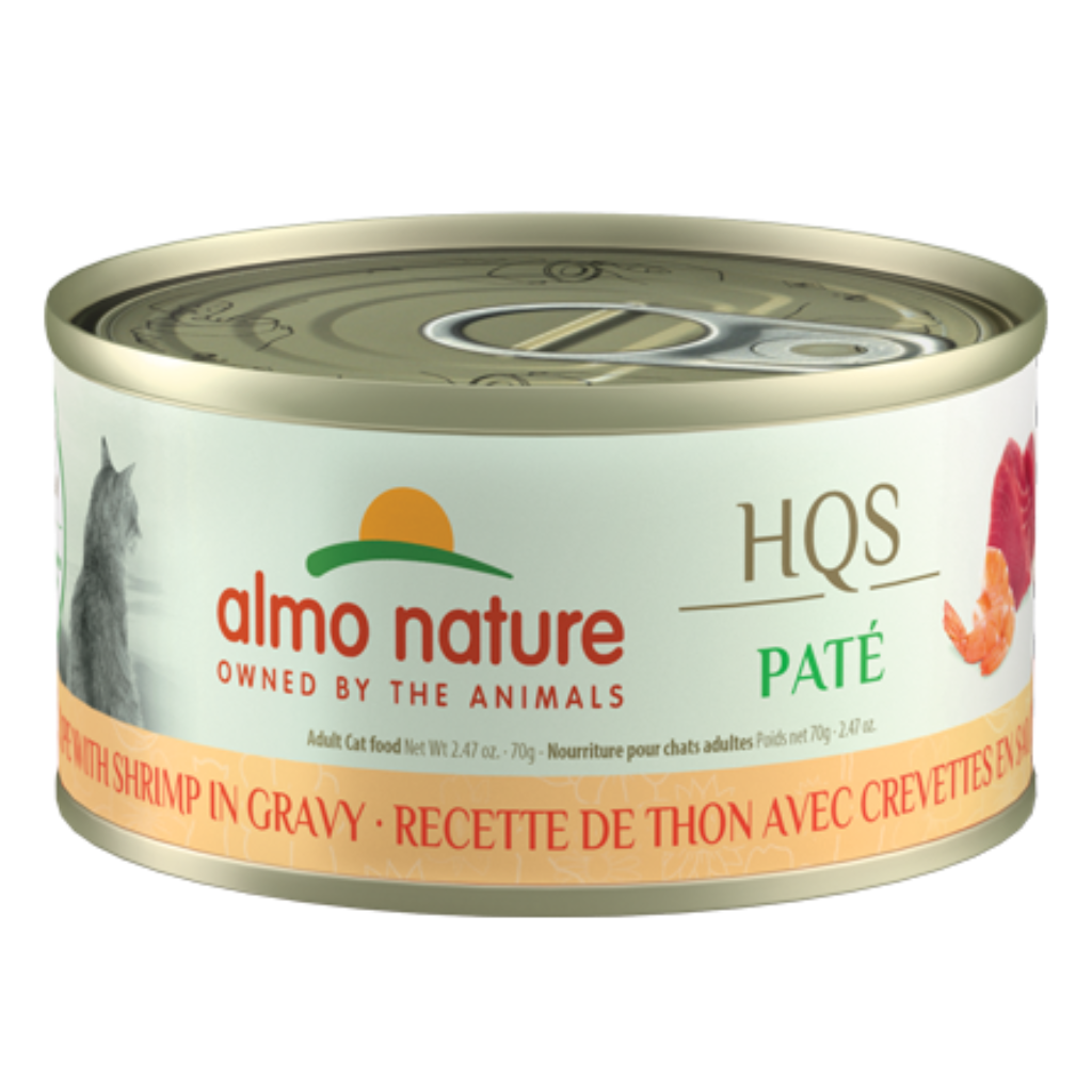 Almo Nature HQS Natural Mousse - Tuna Recipe with Shrimp in gravy Cat Can