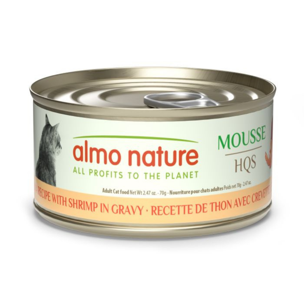 Almo Nature HQS Natural Mousse - Tuna Recipe with Shrimp in gravy Cat Can