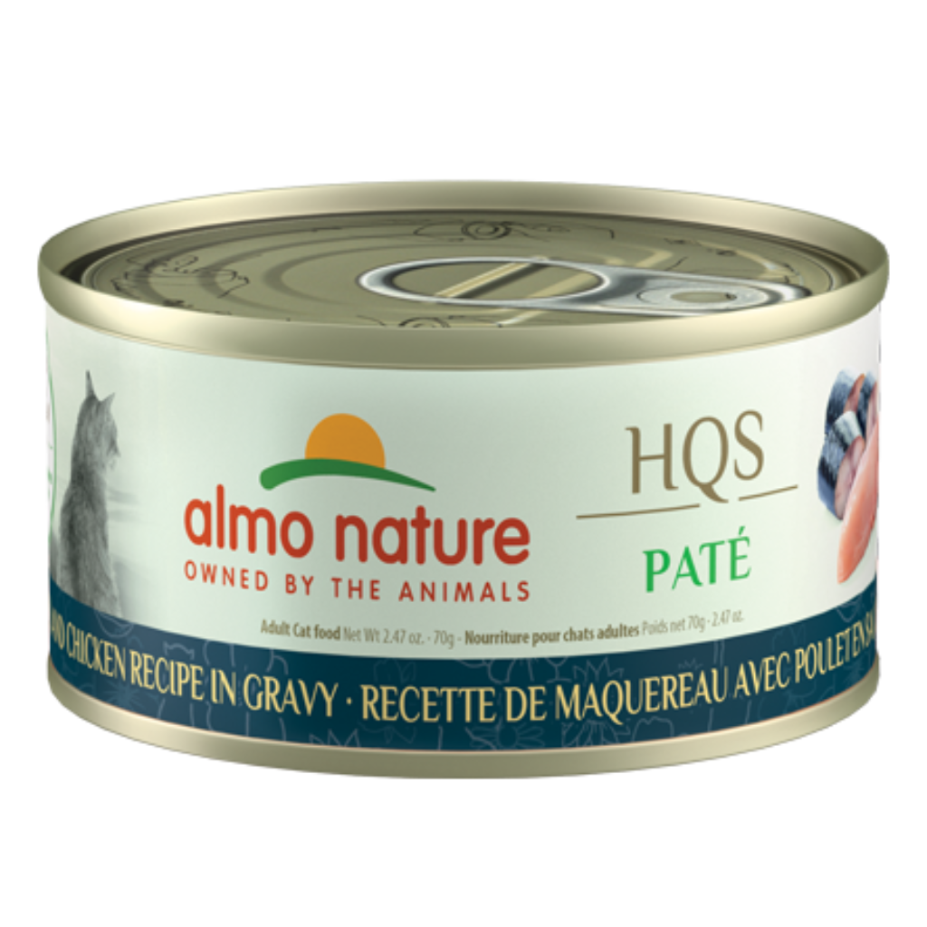 Almo Nature HQS Natural Mousse - Mackerel and Chicken Recipe in gravy Cat Can