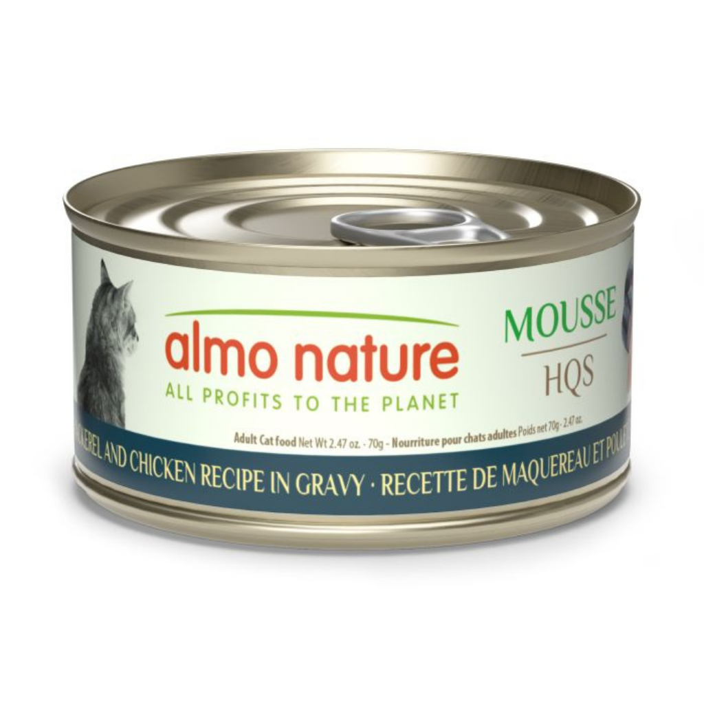 Almo Nature HQS Natural Mousse - Mackerel and Chicken Recipe in gravy Cat Can