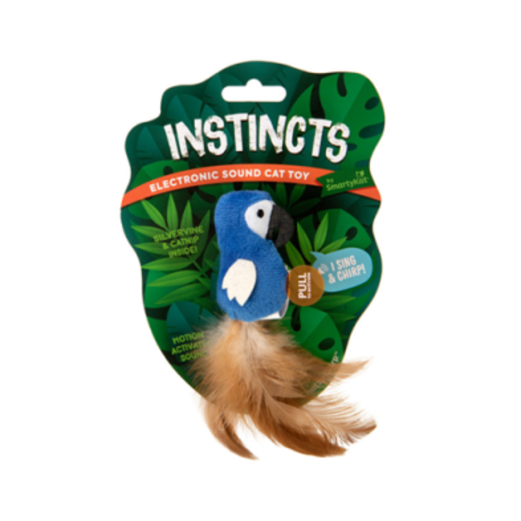 Instincts by SmartyKat Chatty Chirp HappyNip Silvervine & Catnip Plush Bird Electronic Sound Cat Toy