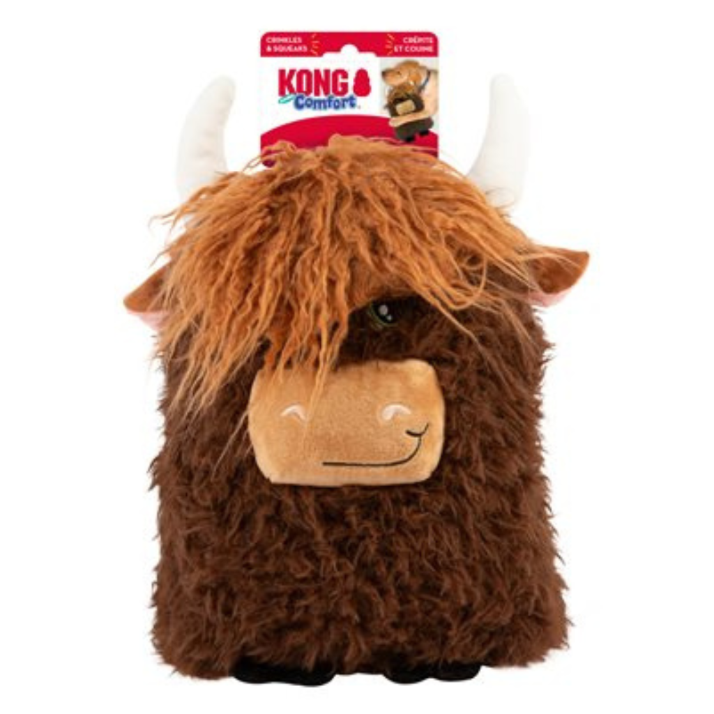 KONG Comfort Jumbo Highland Cow Assorted Extra Large Dog Toy
