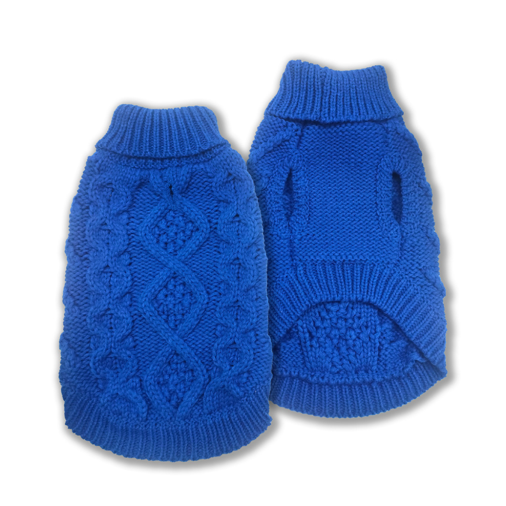 Doggie-Q Cable Knit Sweater - Cobalt Blue