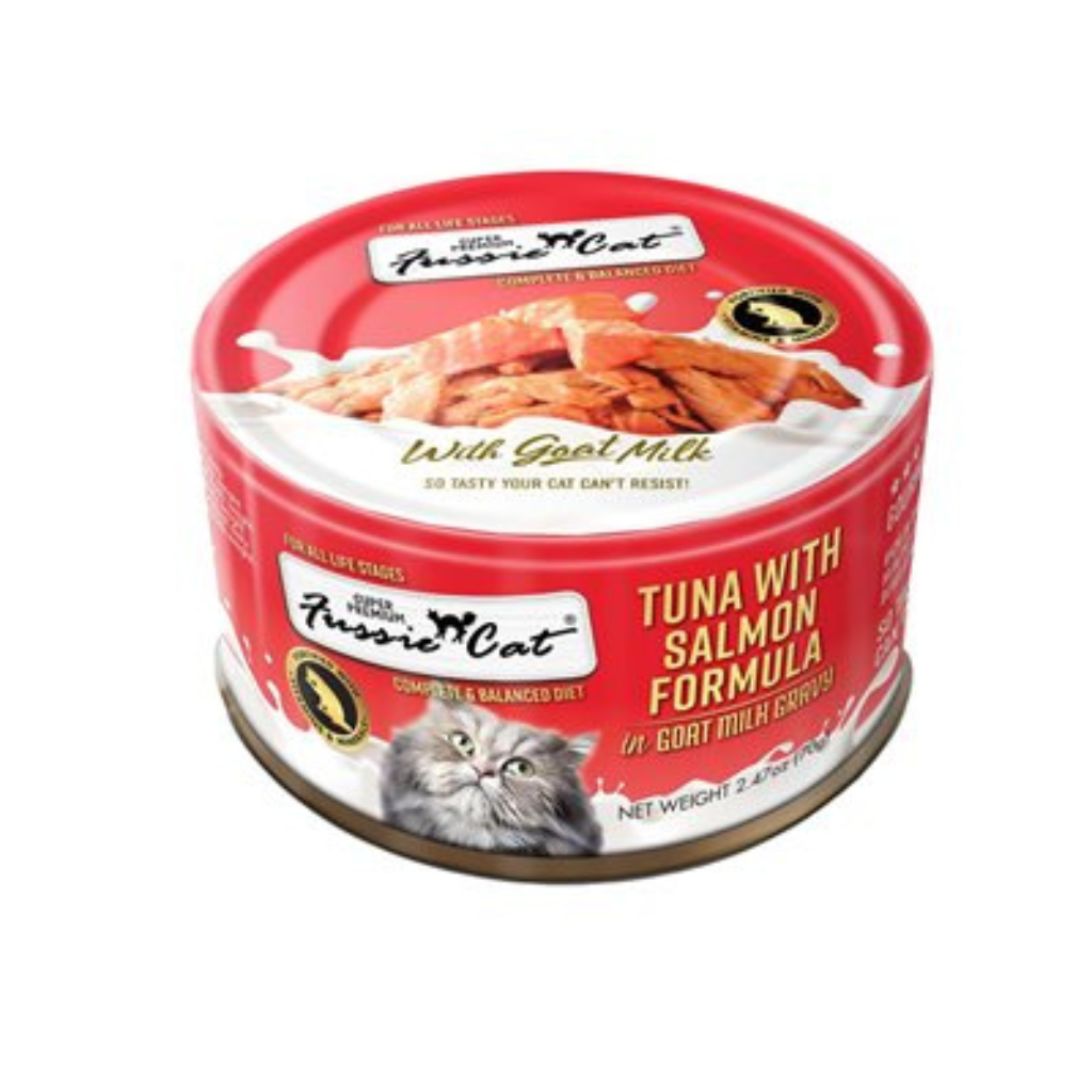 Fussie Cat Premium Tuna with Salmon in Goats Milk Cat Can