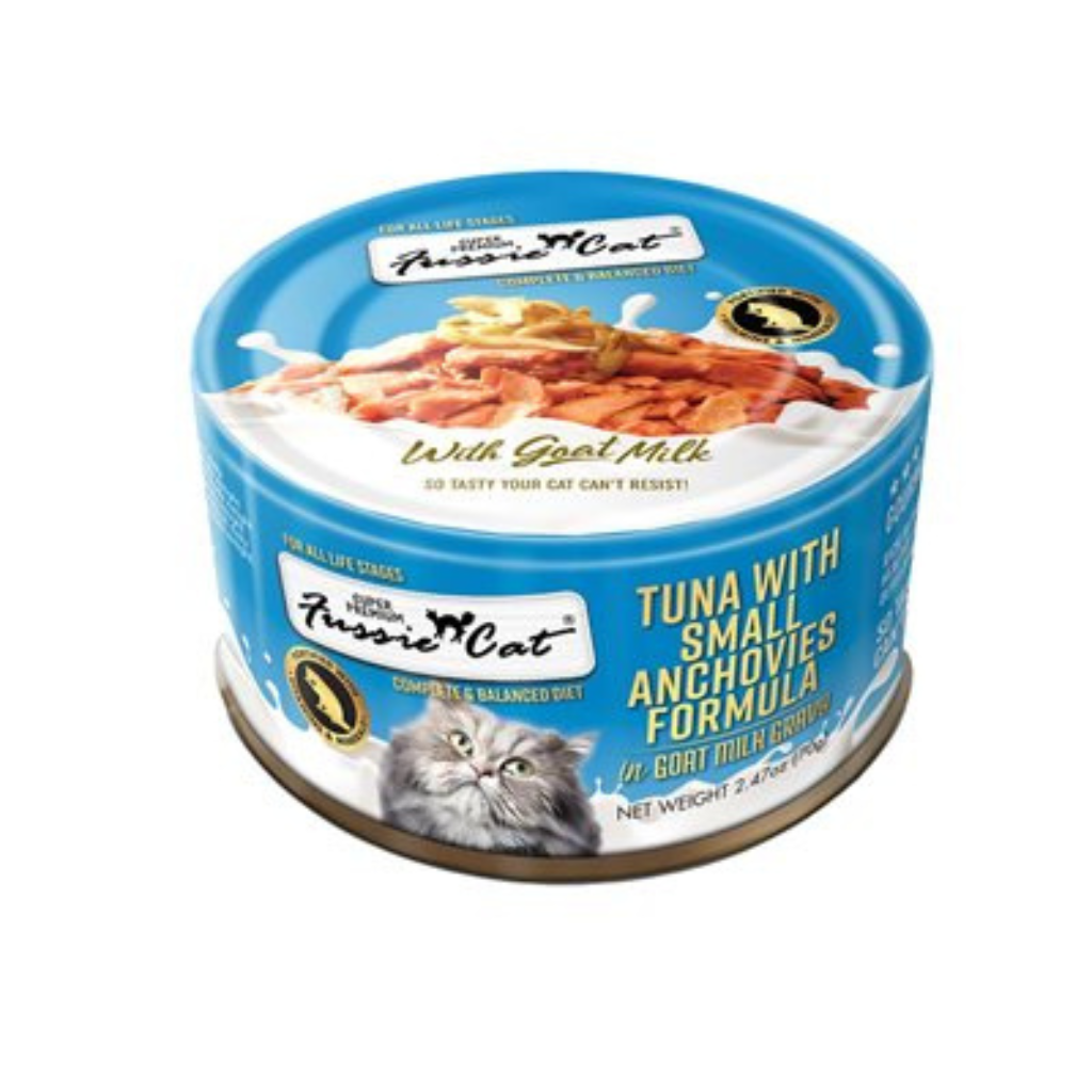 Fussie Cat Premium Tuna with Small Anchovies in Goats Milk Cat Can