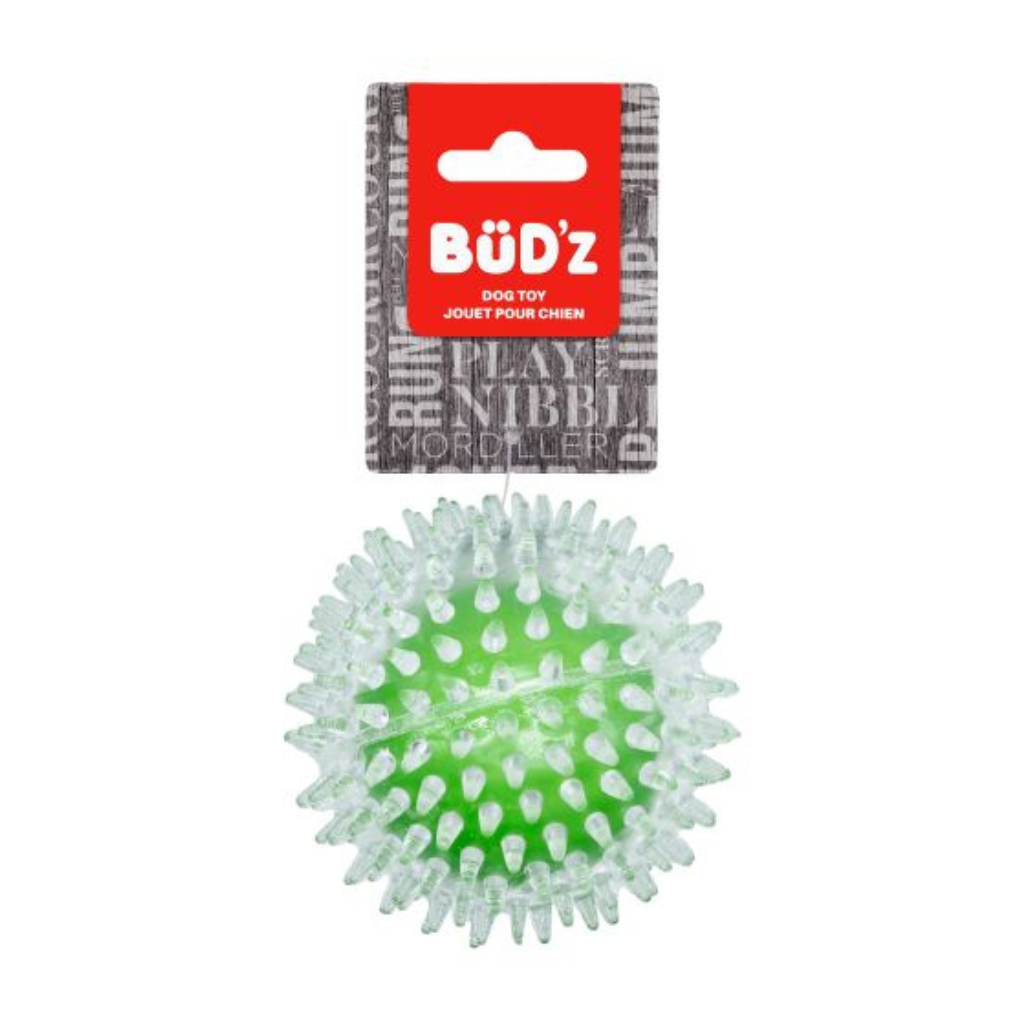Bud'Z Rubber Spiked Ball Dog Toy - Green