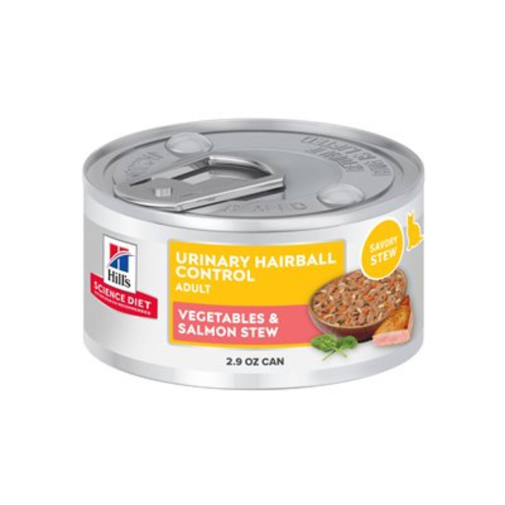 Hill's Science Diet Adult Urinary Hairball Control Vegetable & Salmon Stew Cat Can