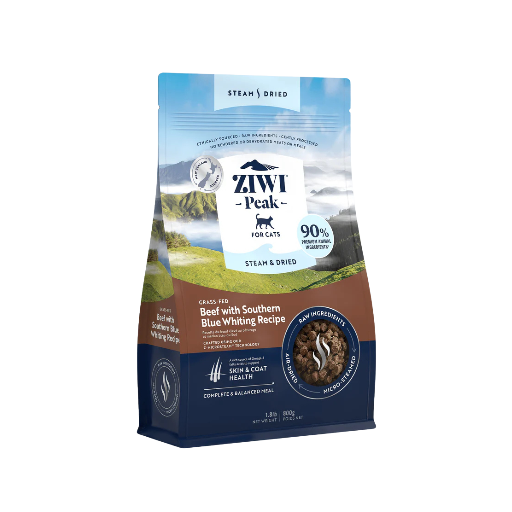 ZIWI Peak Steam Dried Beef with Southern Blue Whiting Recipe for Cats