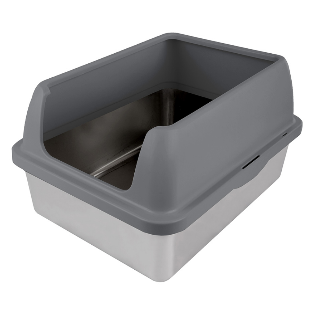 All For Paws Go Fresh Enclosed Stainless Steel Litter Box - Grey