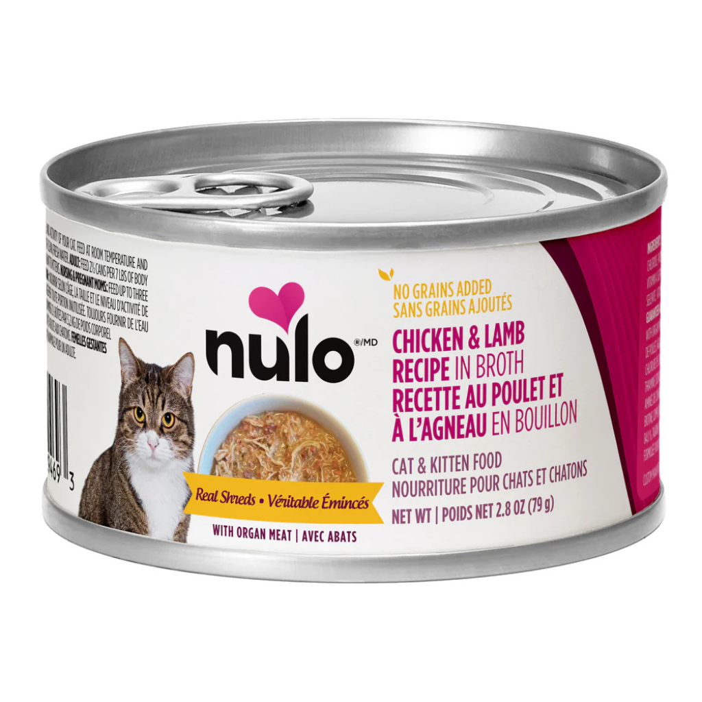 Nulo Real Shreds Chicken & Lamb with Organ Meats In Broth Recipe Cat Can