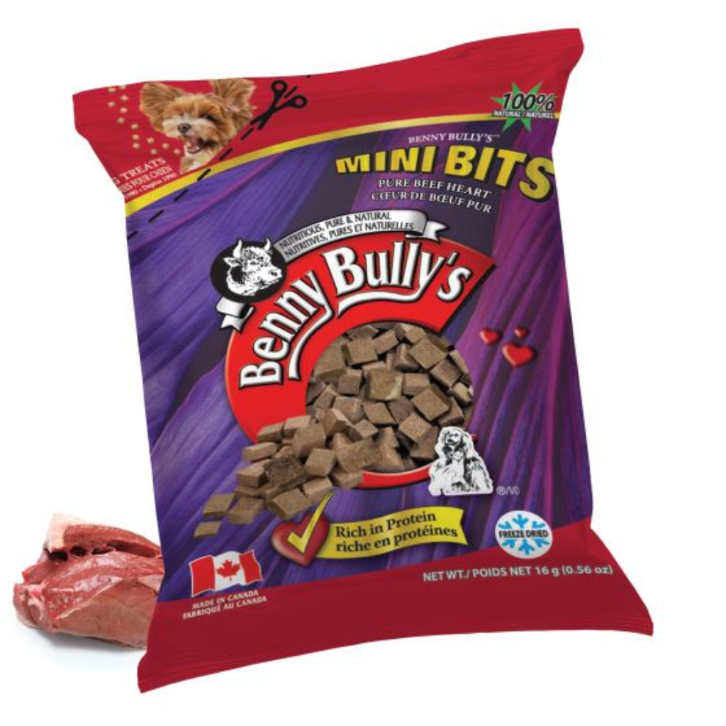 Benny Bullys Mini Bits Mini Bag Beef Heart Dog and Cat Treats