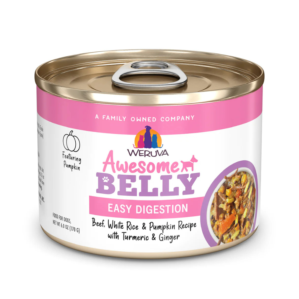 Weruva Awesome Belly Beef, White Rice & Pumpkin Recipe with Turmeric & Ginger Dog Can